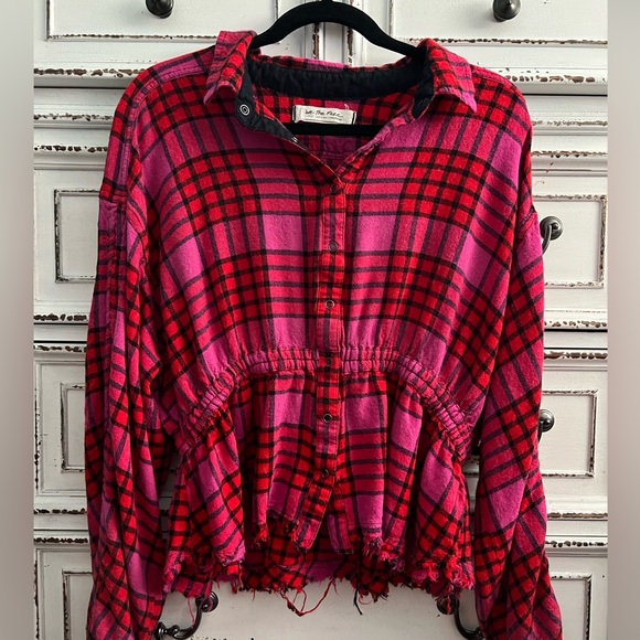 We The Free plaid peplum top plaid thermal size M - Picture 14 of 14